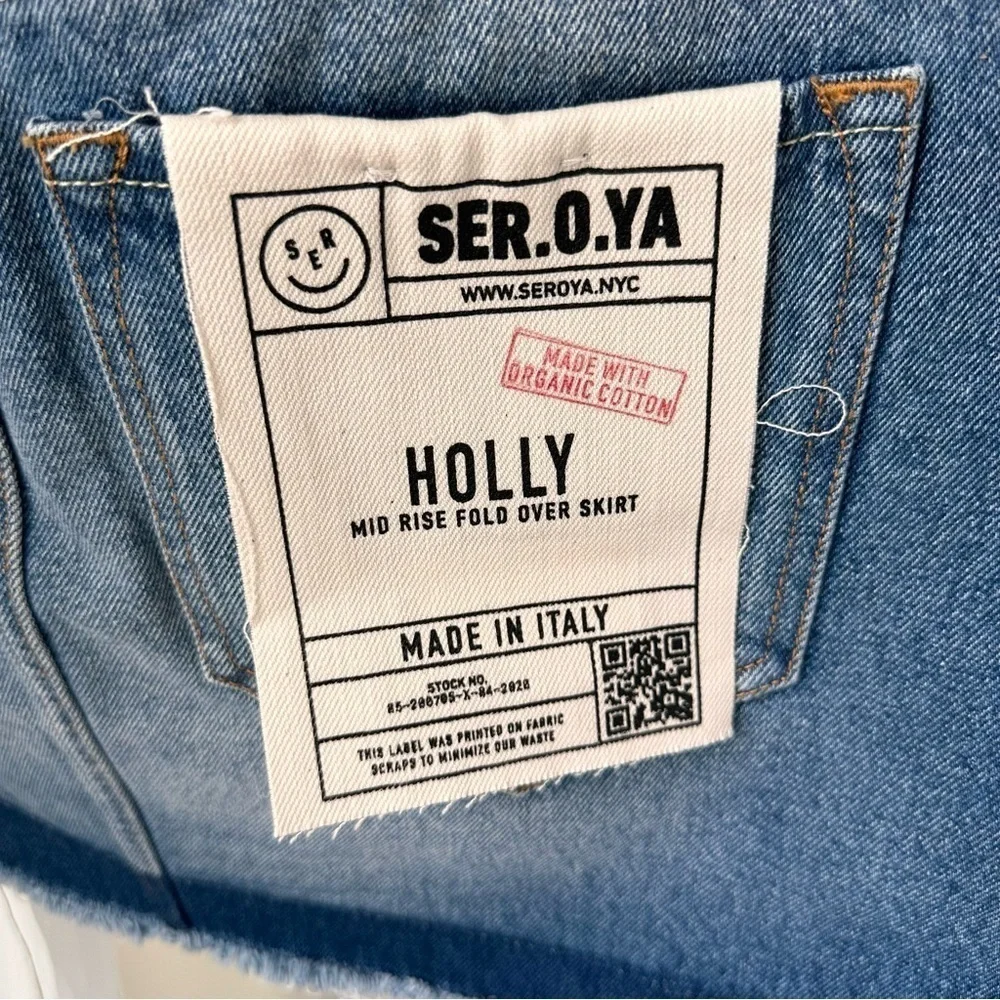 Revolve SER.O.YA Holly Foldover Denim Mini Skirt Sz 28
